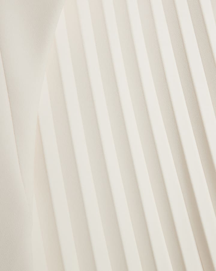 White Curved Panel Pleated Mini Dress