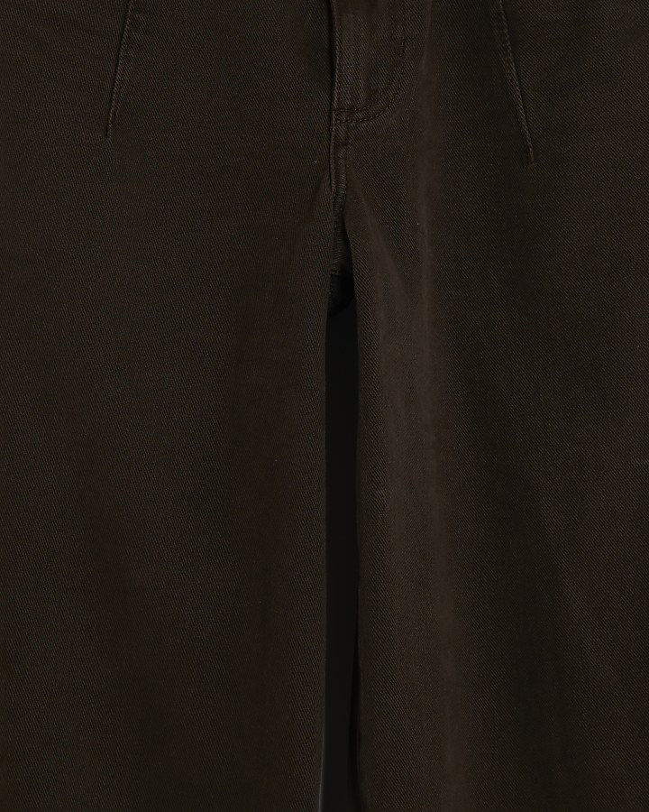 Brown Mid Rise Baggy Wide Leg Jeans