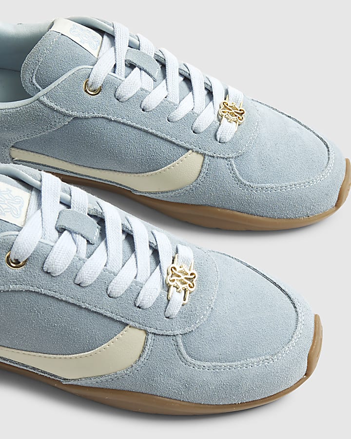 Blue Lace Up Cup Sole Trainers