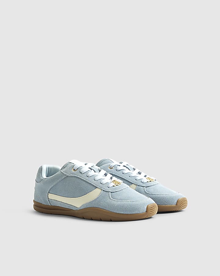 Blue Lace Up Cup Sole Trainers