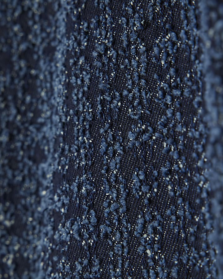 Blue Boucle Baggy Wide Leg Jeans