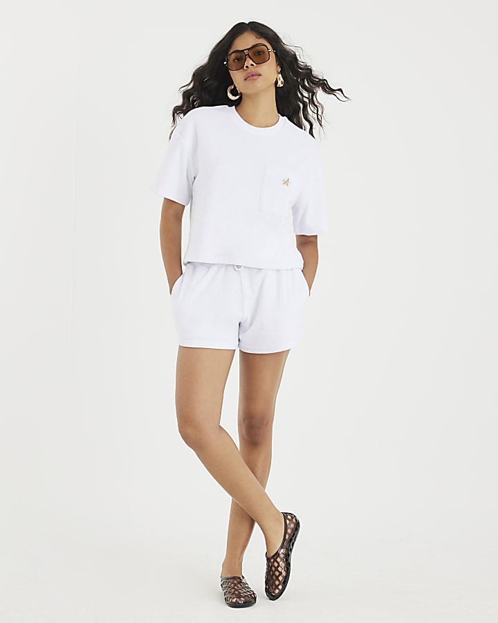 White Short Sleeve Towelling T-shirt