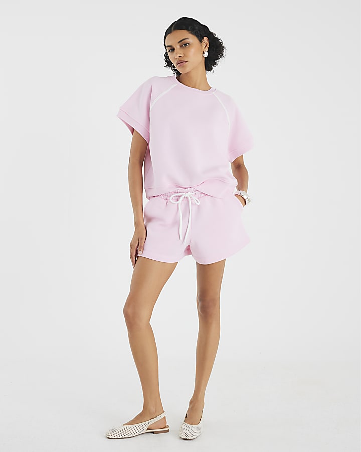 Pink Piped Detail Shorts