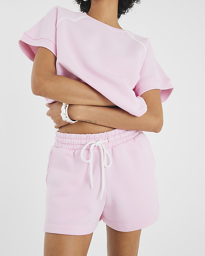 Pink Piped Detail Shorts