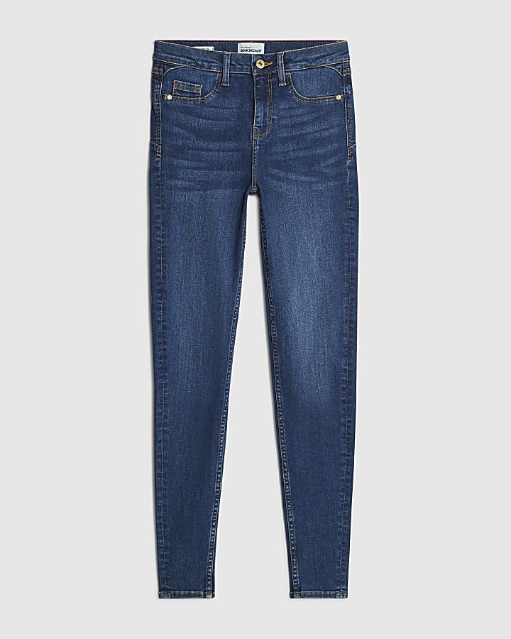 Blue Mid Rise Sculpt Skinny Jeans