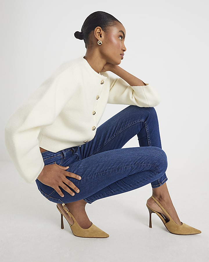Blue Mid Rise Sculpt Skinny Jeans