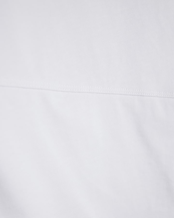 White Short Sleeve Drape Side T-shirt