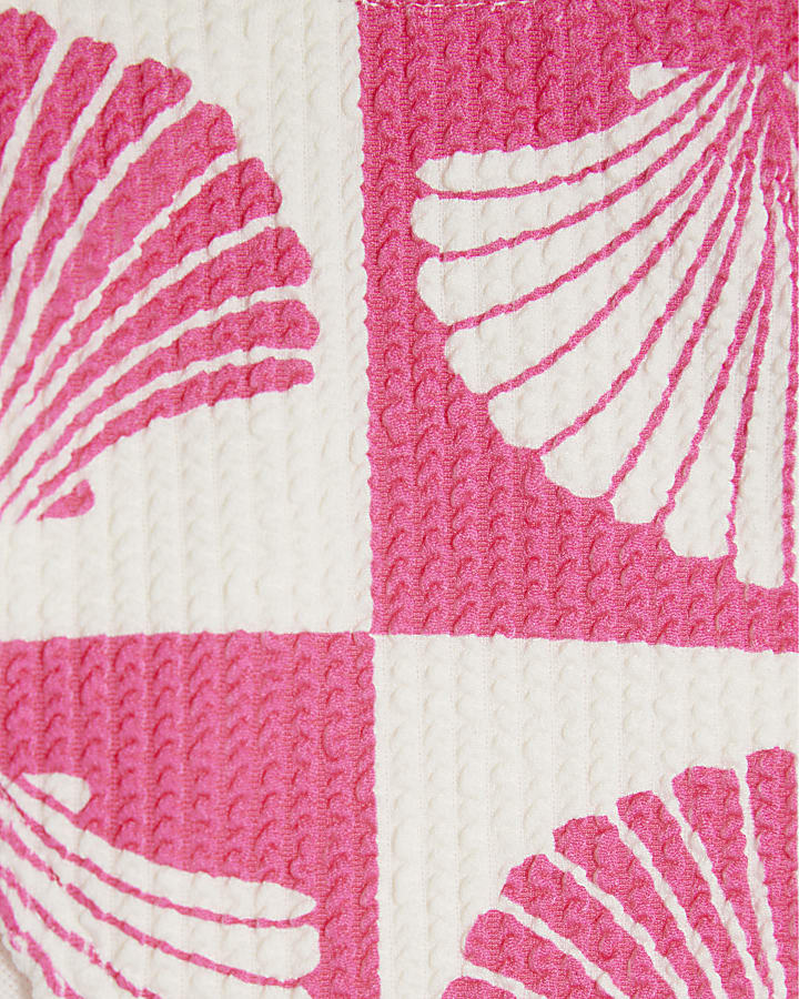Pink Shell Print Textured Bikini Bottoms