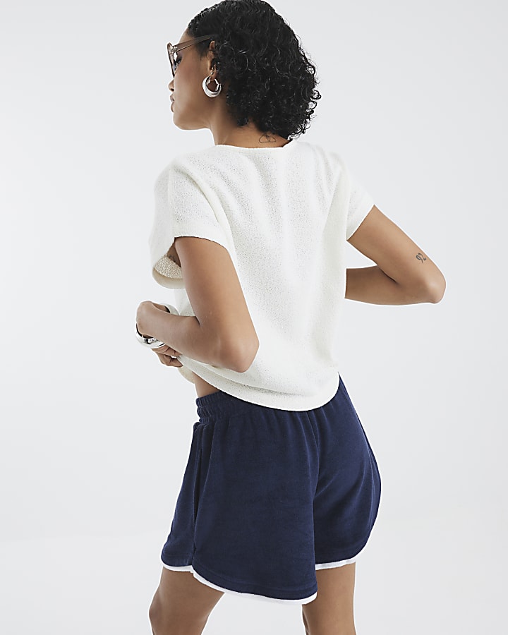 Cream Cote D'Azur Textured T-shirt