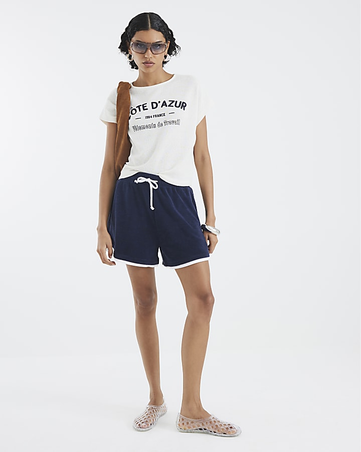 Cream Cote D'Azur Textured T-shirt