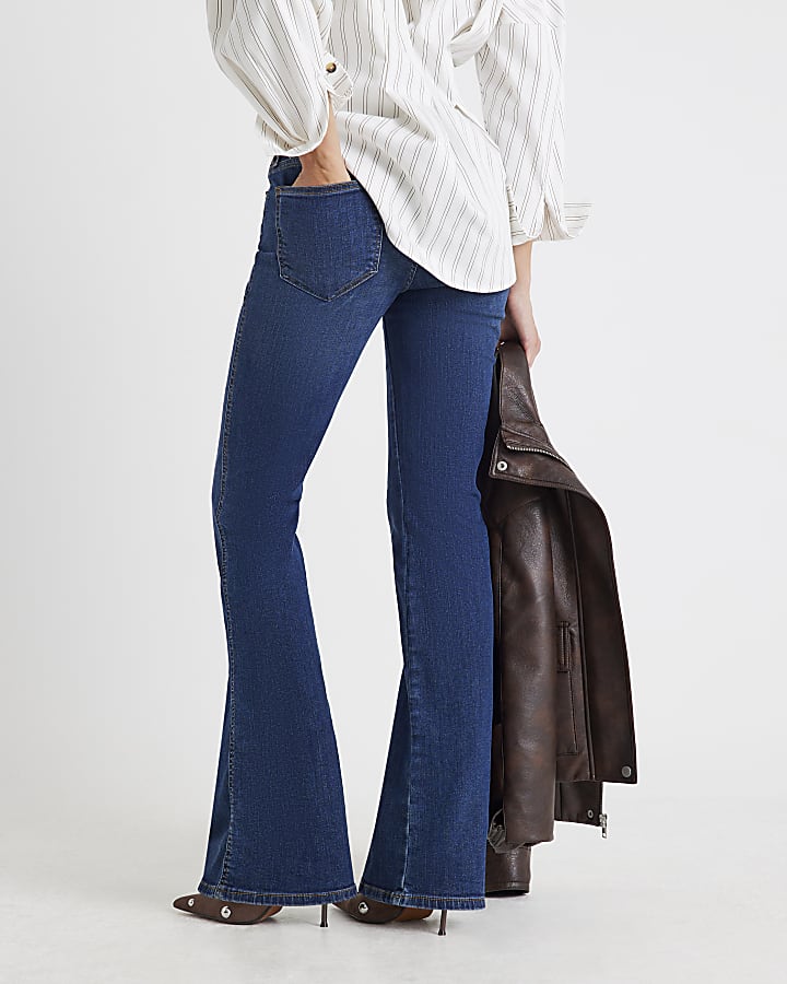 Blue Mid Rise Bootcut Jeans
