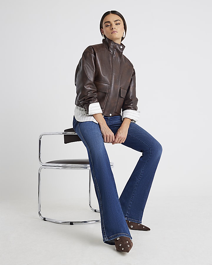 Blue Mid Rise Bootcut Jeans