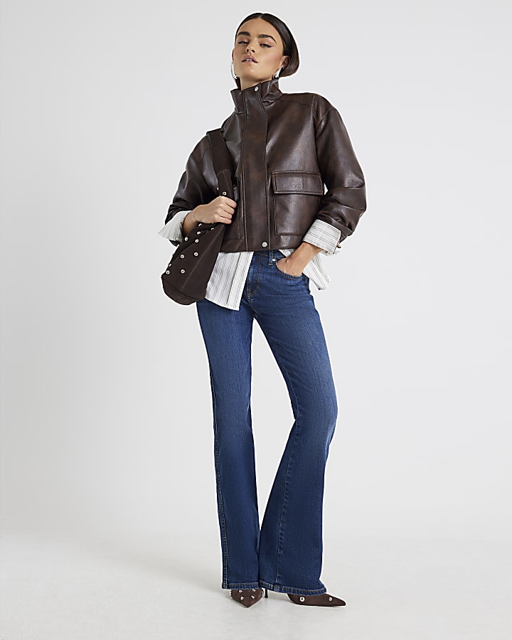 Blue Mid Rise Bootcut Jeans