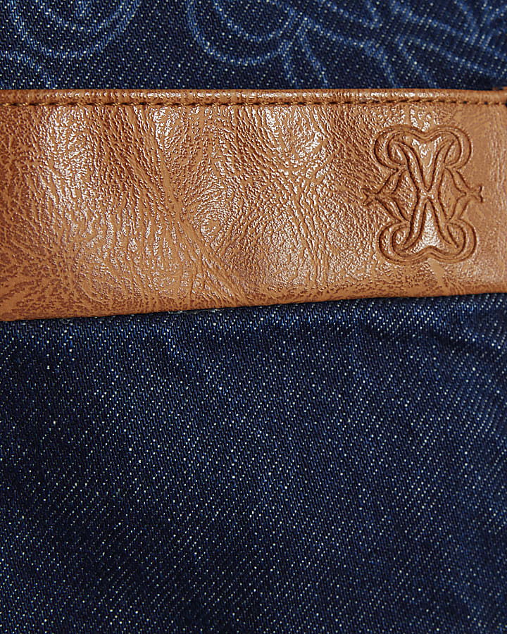 Blue Denim Monogram Print Jacket