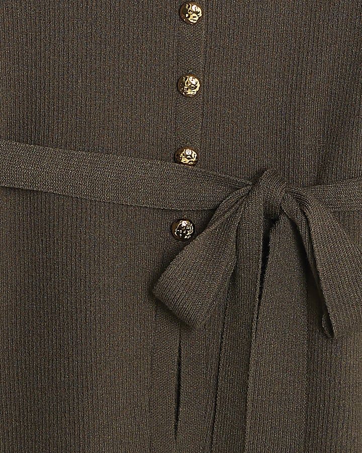 Green Knitted Tie Waist Cardigan