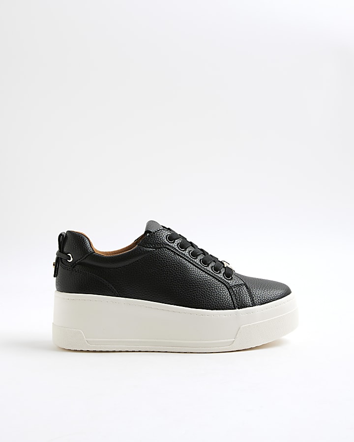 Black Platform Lace Up Trainers