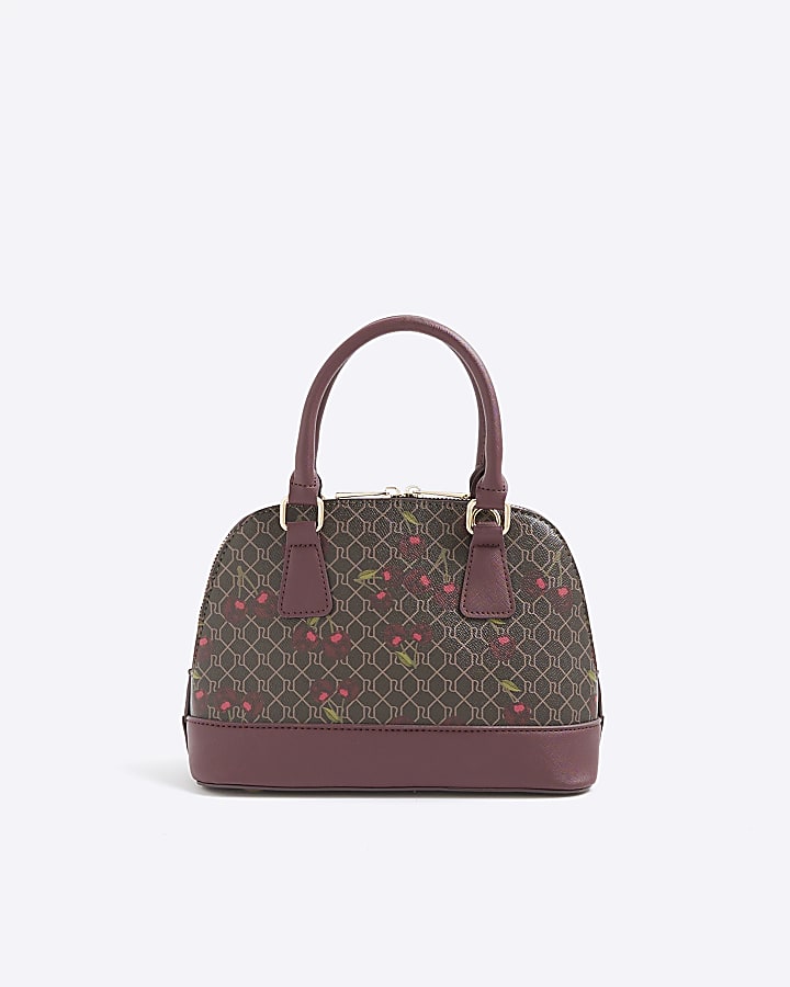 Brown Cherry Monogram Tote Bag and Purse