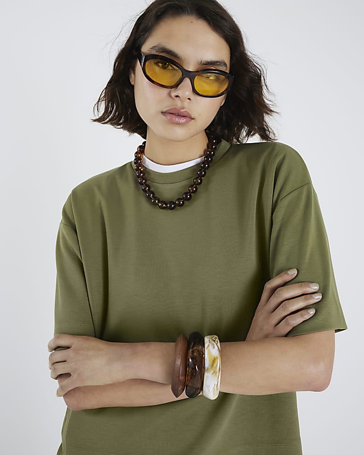 Khaki Premium Short Sleeve Boxy T-shirt