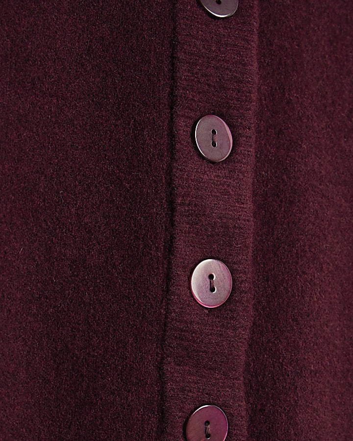 Red V-neck button Cardigan