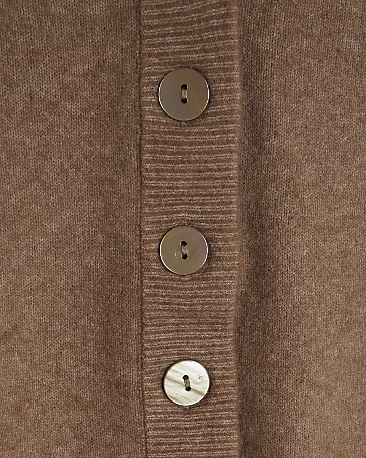 Brown V-Neck button Cardigan