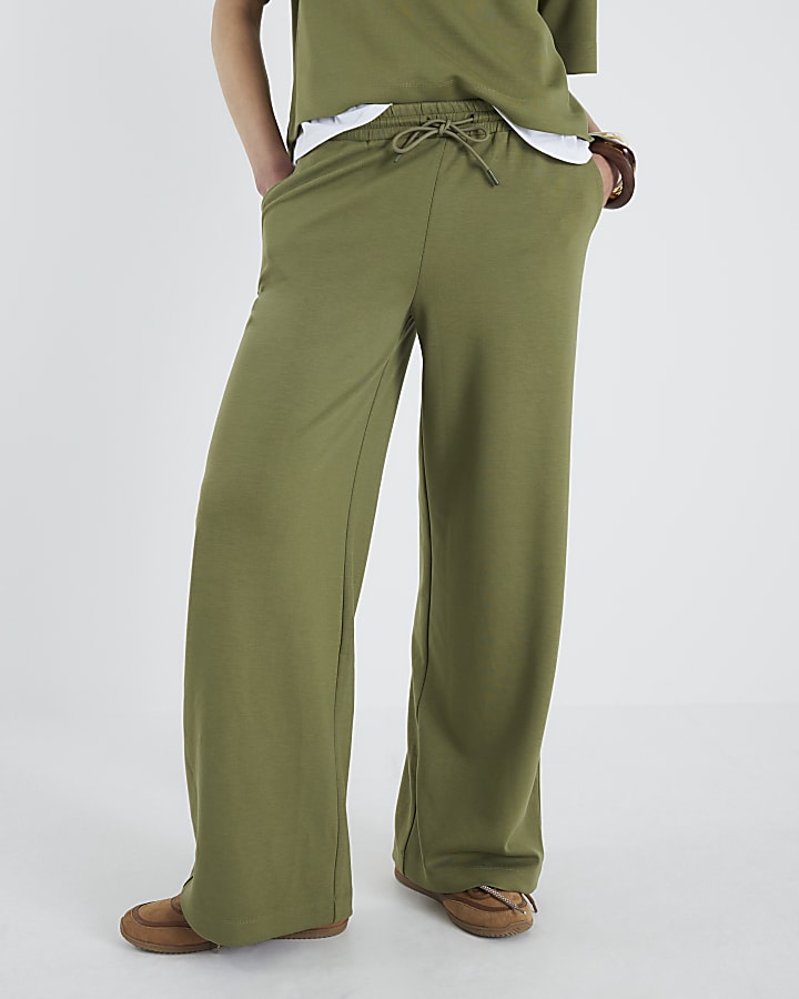 Khaki Premium Wide Leg Joggers
