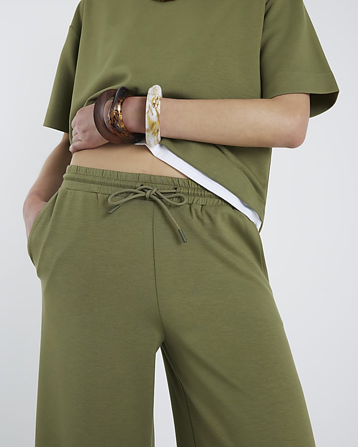 Khaki Premium Wide Leg Joggers