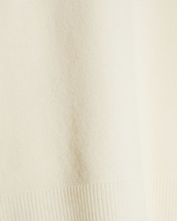 Cream Knitted Turn Back Cuff Top