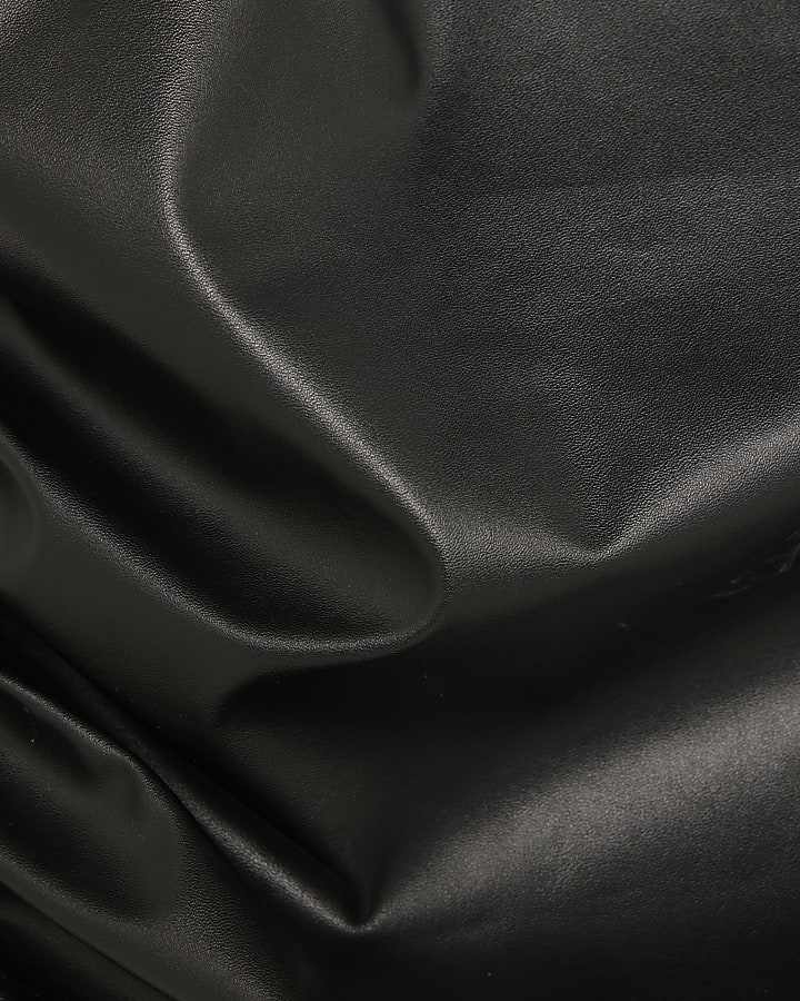 Black Asymmetrical Gold Metal Trim Top