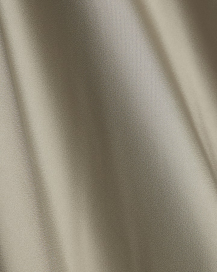 Khaki Satin Maxi Skirt