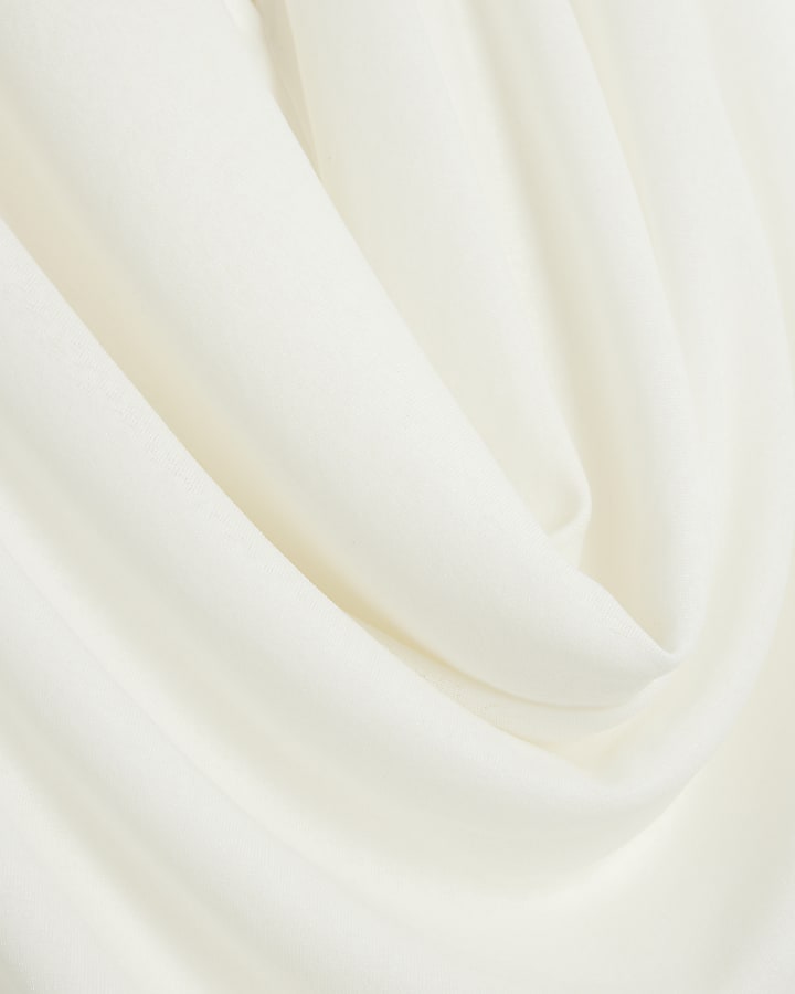 White Sleeveless Drape Cowl Neck Top