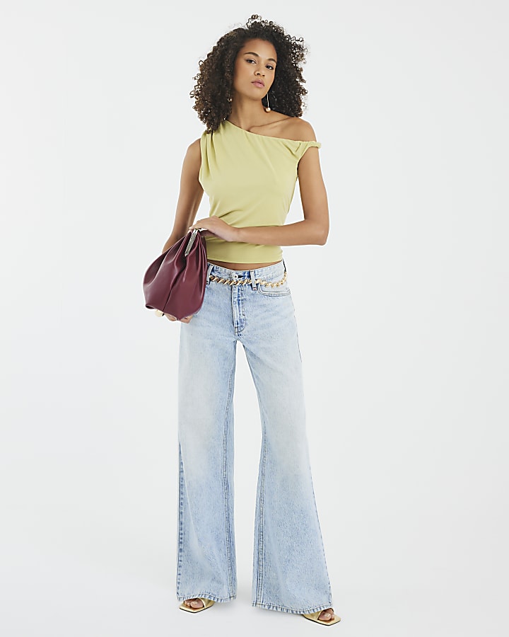 Green Sleeveless Drape Twist Top