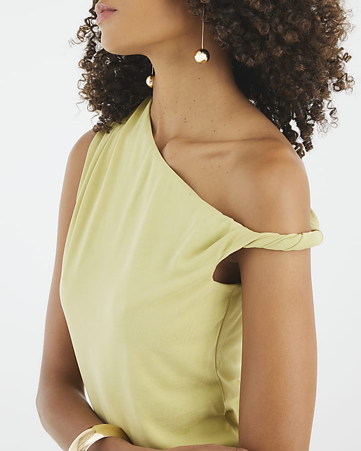 Green Sleeveless Drape Twist Top