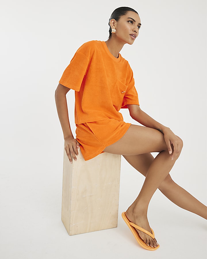 Orange Towelling Shorts