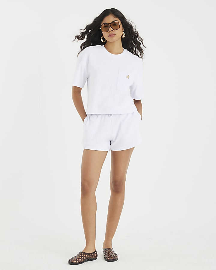 White Towelling Shorts