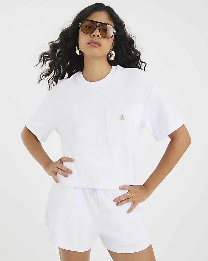 White Towelling Shorts