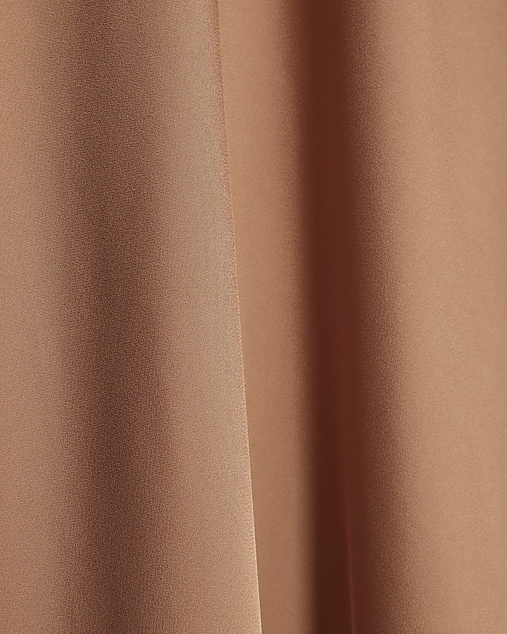Brown Satin Maxi Skirt