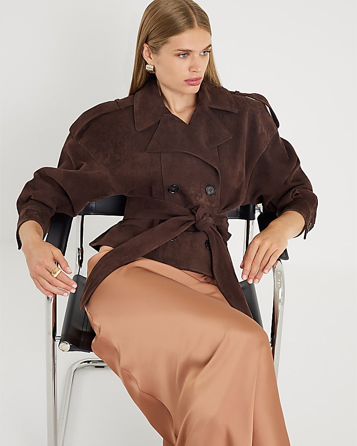 Brown Satin Maxi Skirt