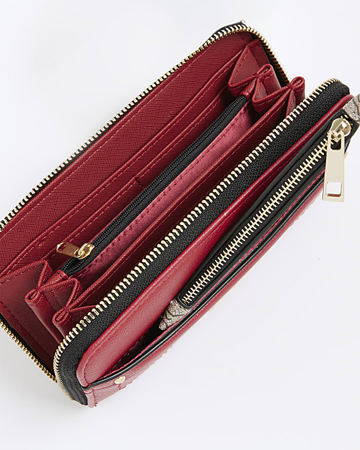 Red Cherry Pocket Zip Around Purse
