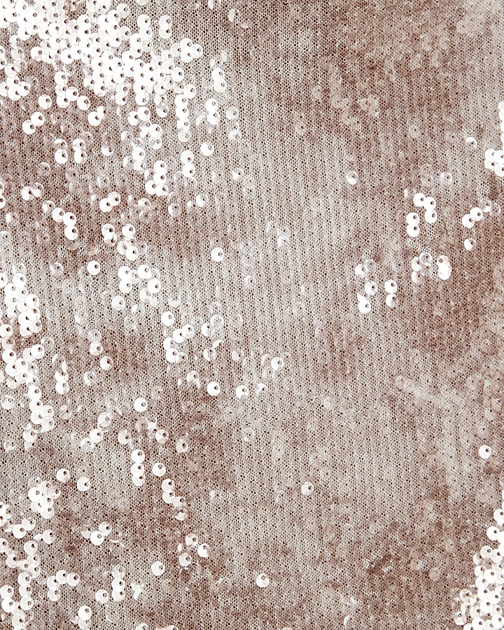 Pink Sleeveless Ombre Sequin Bandeau Top