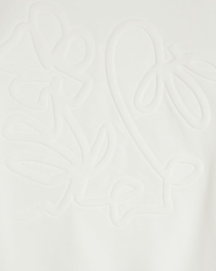 White Sleeveless Embossed Sweat Top