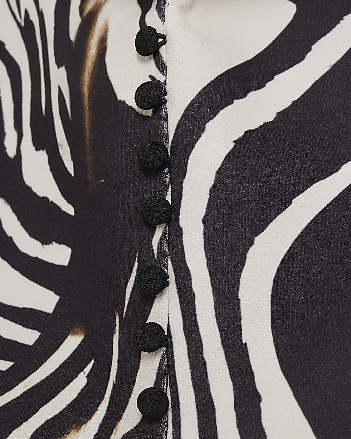 Petite Brown Zebra Print Halterneck Waistcoat