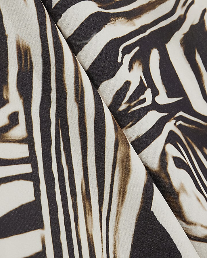 Petite Brown Zebra Print Wide Leg Trousers