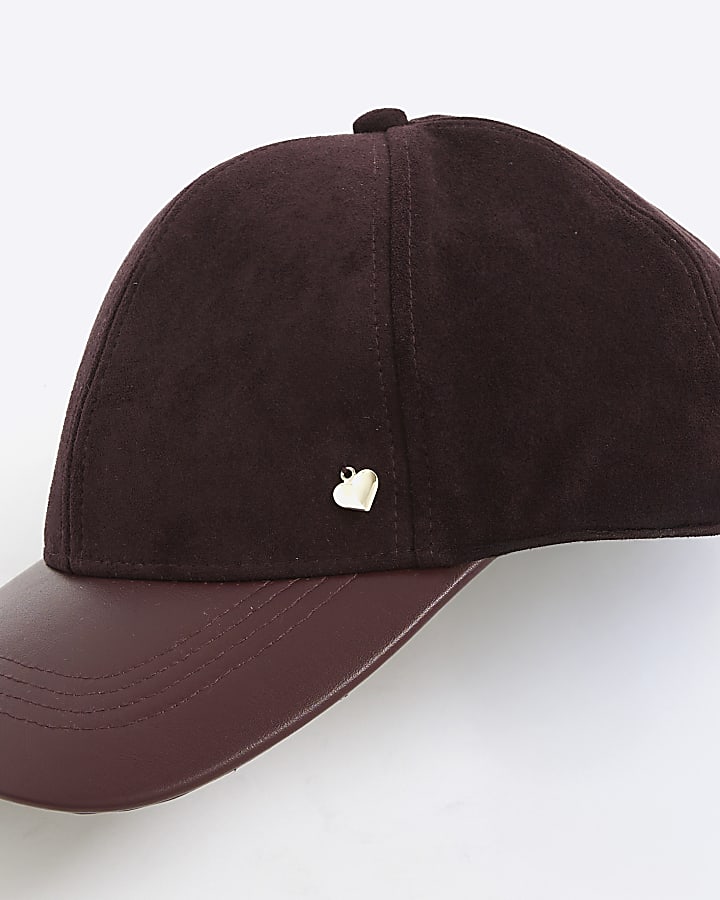 Red Faux Suede Cap