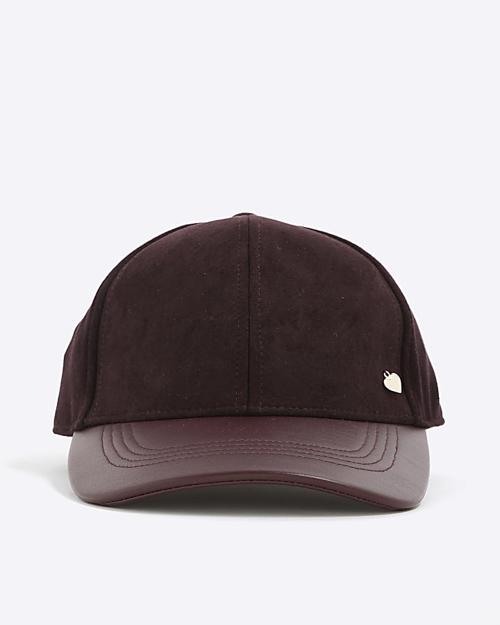 Red Faux Suede Cap