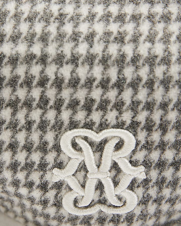Grey Dogtooth Check Beret