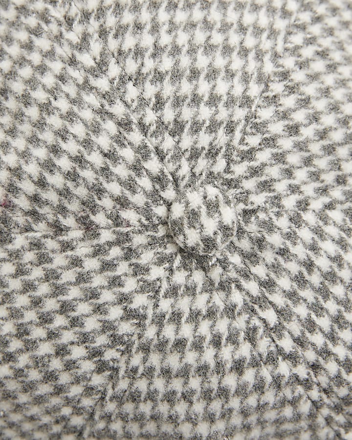 Grey Dogtooth Check Beret
