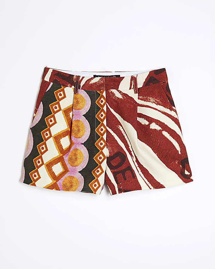 Red Atlas Printed Tailored Shorts