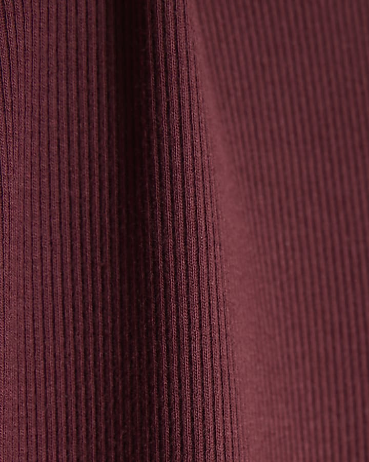 Red High Waisted Ribbed Flared Leggings