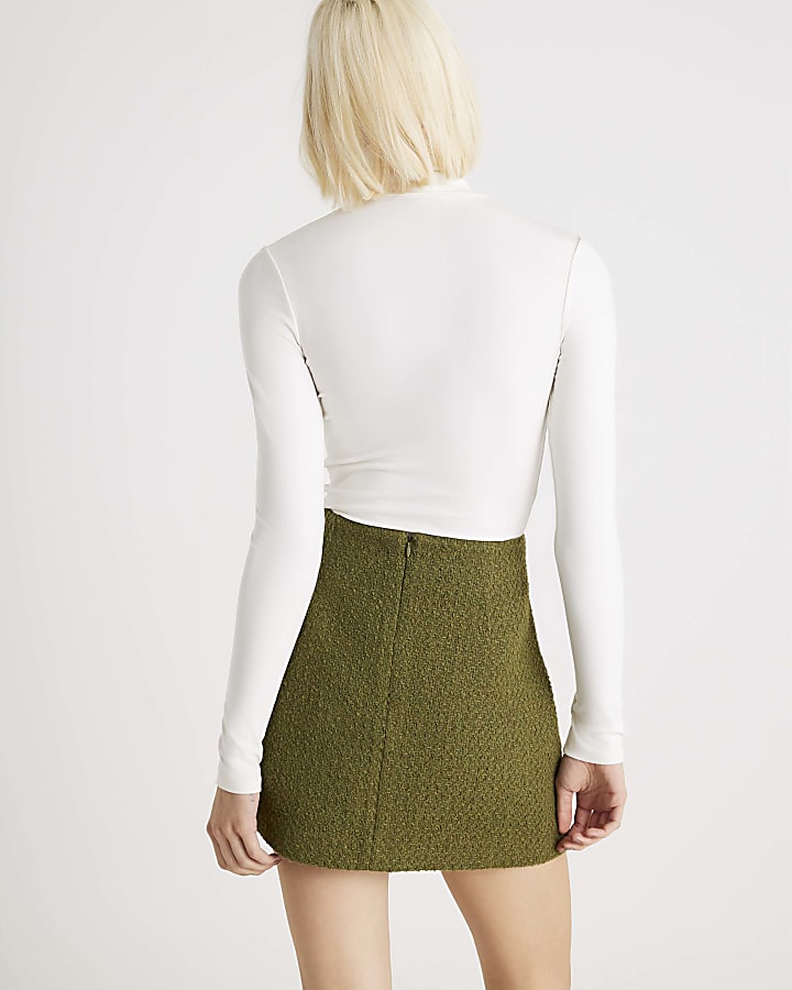 White Long Sleeve Roll Neck Top