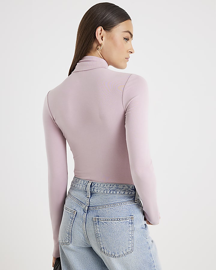 Pink Long Sleeve Roll Neck Top